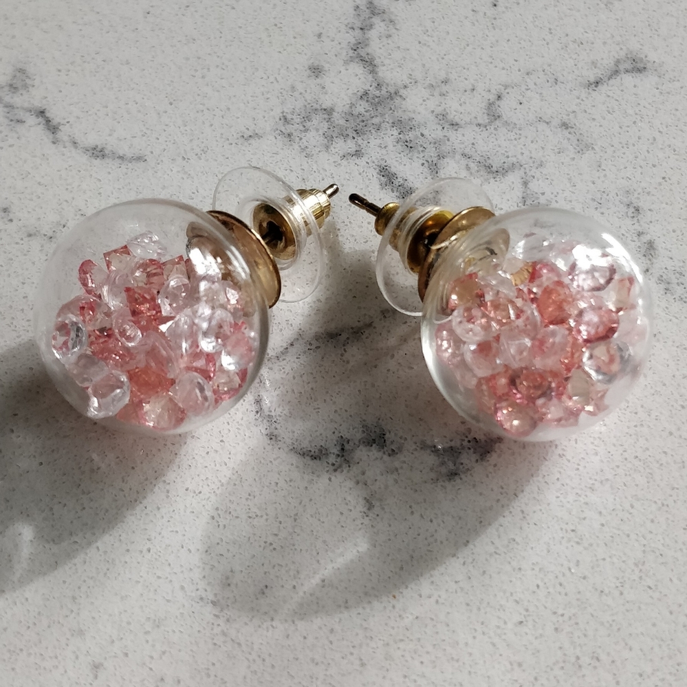 Korean clear ball gems stud earrings
